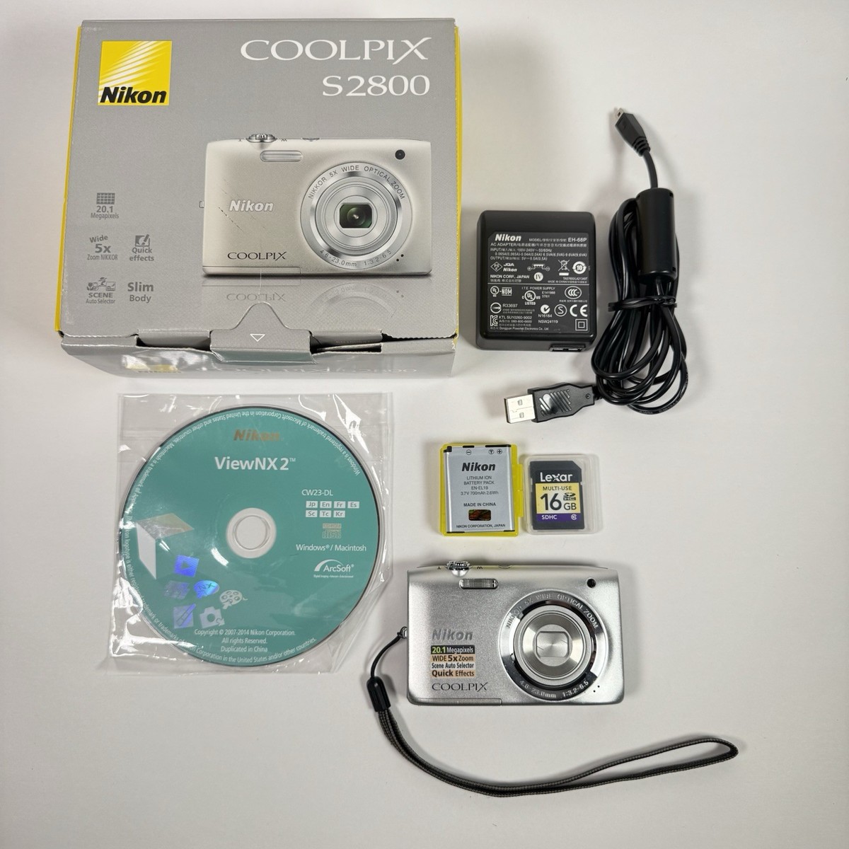 Nikon Coolpix S2800 20.1MP Digital Camera Silver W/ Box | eBay