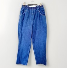 Chic Jeans Vintage 12-14 Misses Elastic Waist Comfort Blue Denim Mom Jean READ
