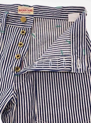 Sugar Cane Hickory Stripe Denim Double Knee Pants W30 Made in