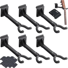 Therwen 6 Pcs Guitar Hanger Wall Mount Hangers Hooks Holders black 
