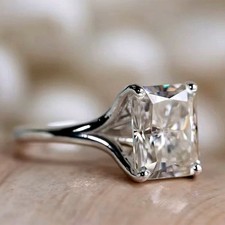 3.90Cts. Octagon Shape Certified White Diamond Ring In 925 Silver - Tariffs Free