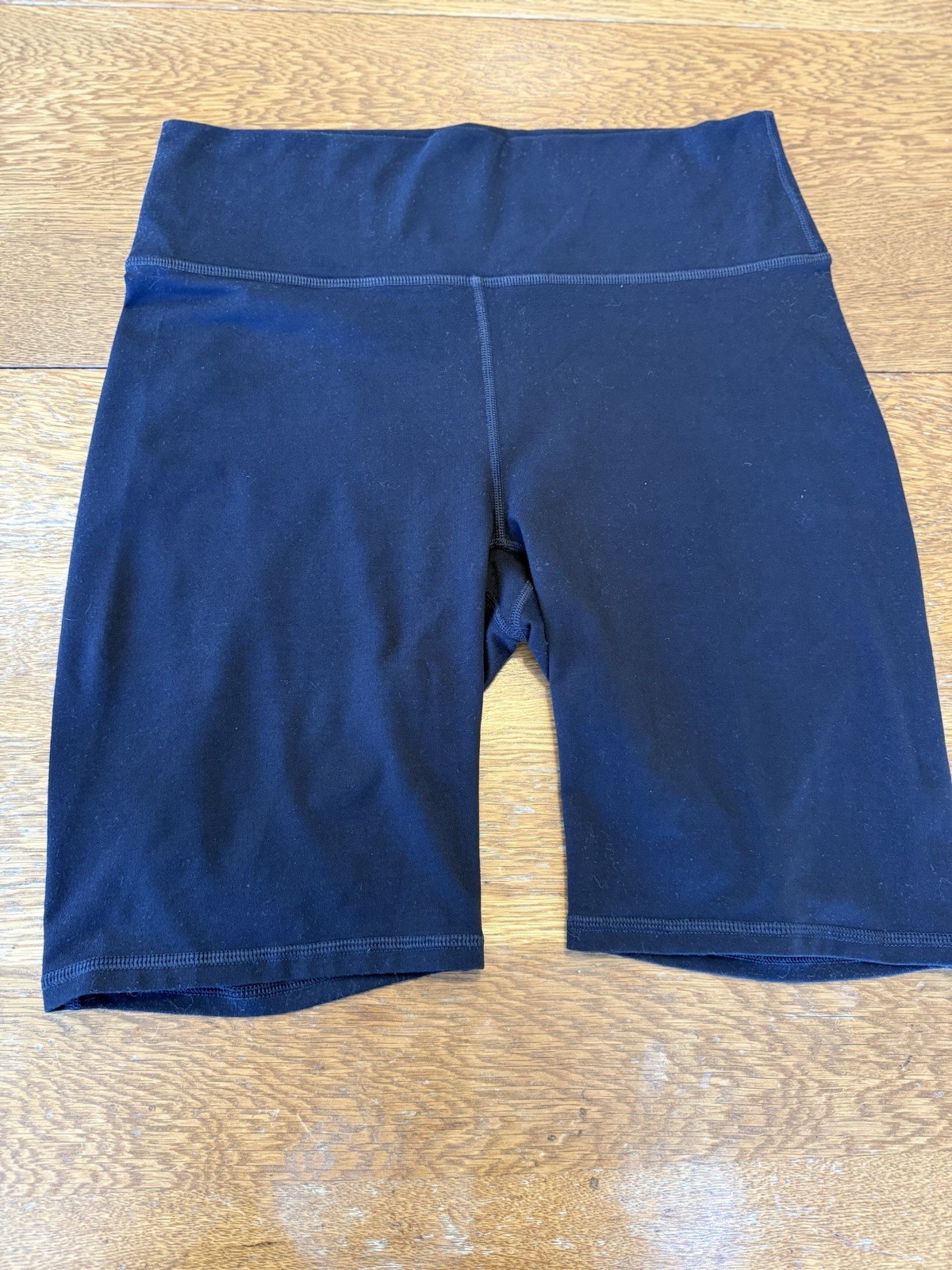 Fabletics High Waisted Powerhold Black 6” Biker Shorts No Pockets