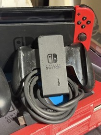 Nintendo Switch HAC-001(-01) Neon Red Blue Accessories OG Box Sd Card (read)