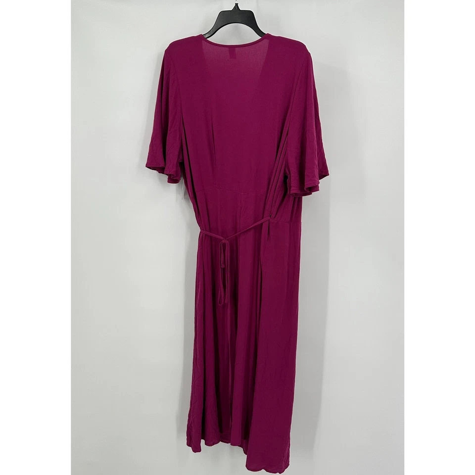 Maxi Vestido Antiguo Azul Marino Para Mujer 2X Envolvente Rosa Baya Boho Resort Informal Femenino Fluido Foto 2 de 4