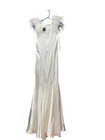 Mac Duggal White V-Neck Feather Cap Sleeve Mermaid Full-Length Gown Zipper 2 — photo 4
