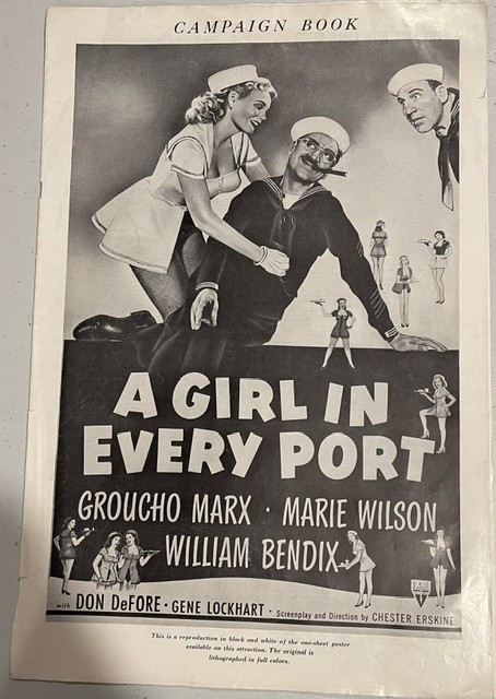 Vintage 1952 A GIRL IN EVERY PORT Pressbook Uncut 11 Pg GROUCHO MARX RKO Origina