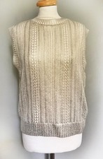 M&S Cream Knitted Tank Top w/ Metallic Gold Effect - Medium - BNWT RRP £29.50