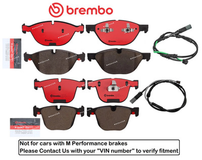 For BMW X5 X6 xDrive50i Front Rear Brake Pad OES Ceramic +Sensor (w/o M)
