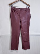 Women s Forever 21 Faux Leather Clay Brown Straight Leg Pants Size L New