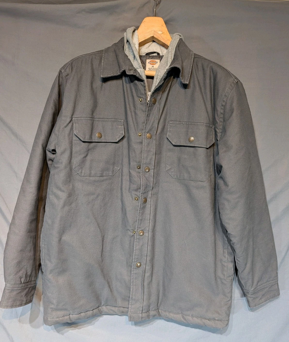 Dickies Men's Fleece Hooded Duck Shirt Jacket Dark Grey Med image 1