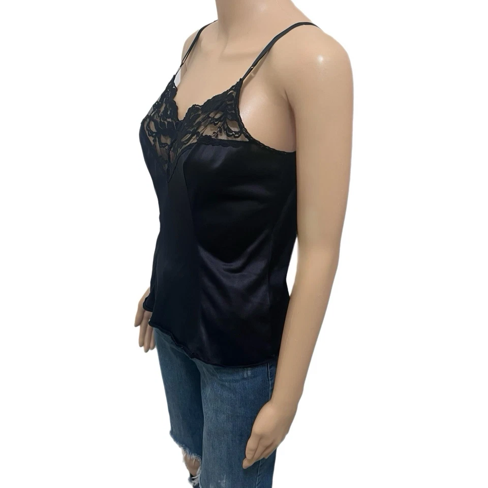 Camiseta sin mangas vintage Vassarette lencería años 80 negra encaje camisola - talla pequeña Foto 3 de 4