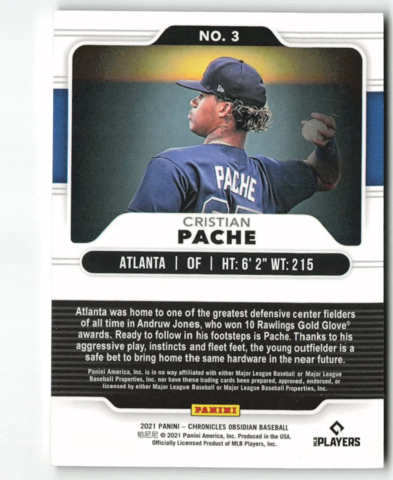 Cristian Pache 2021 Panini Chronicles #3 Obsidian Atlanta Braves - Image 2 of 2
