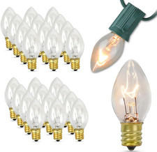 Iconikal 5-Watt C7 Night Light Candelabra Bulbs, Clear, 24-Count for Lamps