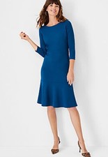 Ann Taylor Womens Blue Scoop Neck 3/4 Tulip Sleeve Dress 10 Style 57421