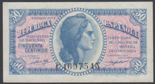 Spain  50 Centimos  1937  AU-UNC  P. 93,   Banknote, Uncirculated