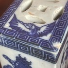 Antique Chinese Blue & White Porcelain Headrest / Opium Pillow – Guardian Lions — photo 8