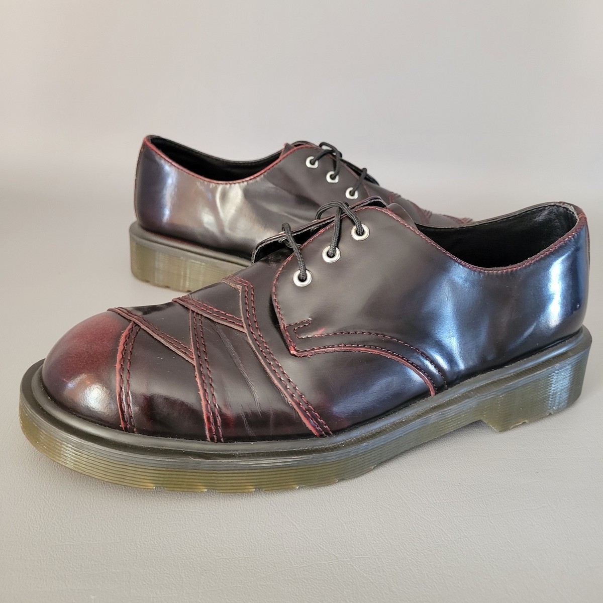 Dr Doc Martens Shoes Mens Stax Oxblood Leather 3 Eye Oxford Lace