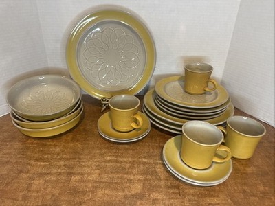 Vintage Franciscan El Dorado 20 Piece Dish Set Floral Gray & Yellow Earthenware