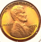 1955-P Lincoln Wheat Cent Penny GEM RED BU From an Original Bank Roll