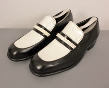 Men's VTG NOS 70s Black  White Loafers Sz 9.5 E 1970s 2 Tone Disco Shoes Mason