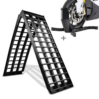 Motorcycle aluminium loading ramp BP5 set wheel chock Easy Plus folding max 680k