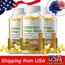 Ginkgo Biloba + Ginseng Extract 360ct Red Panax Focus Brain Memory Metabolism