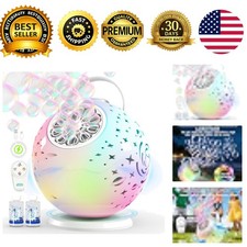 Rechargeable Bubble Machine 7-Color LED Lights 360 Rotation Bubble Blower Maker