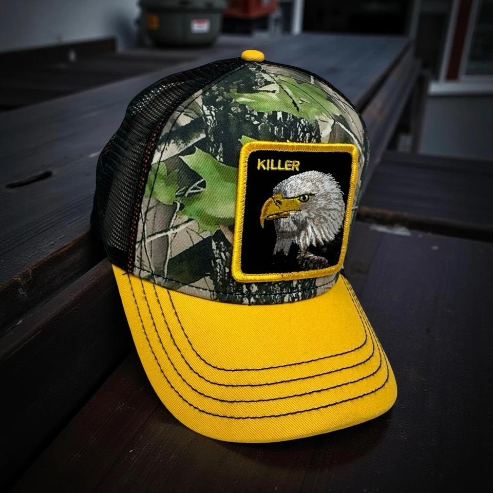 Goorin Bros The Farm Killer Eagle Camuflado Camionero Gorra Amarilla Snapback Malla OSFM Foto 2 de 4