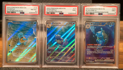 Pokemon 151 Blastoise, Wartortle, Squirtle PSA 9/8.5 Evolution Set English