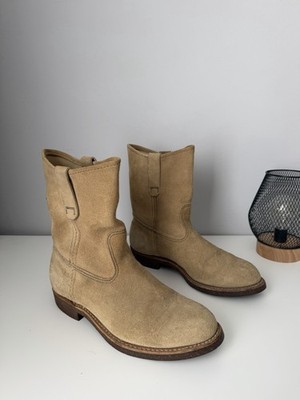 Red Wing Engineer Boots 8 3E Brown Suede Leather USA Pull On Work Western Vibram
