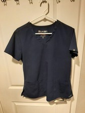 Greys Anatomy Signature Medium Scrub Top Blouse Navy Blue