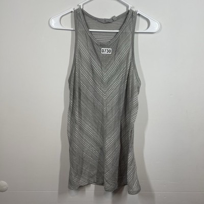 Athleta Illuminate Tank Womens M Heather Gray Striped Racerback Active 983165-03