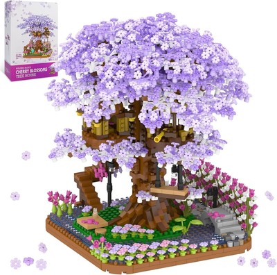 Exquisite Cherry Blossom Mini Micro Brick Building Set - Perfect Gift for Teens