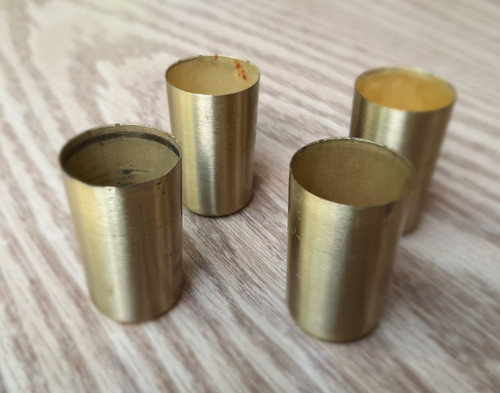 4 Vintage Furniture Leg Cap Brass Gold Metal Tapered Round Feet Floor Protector