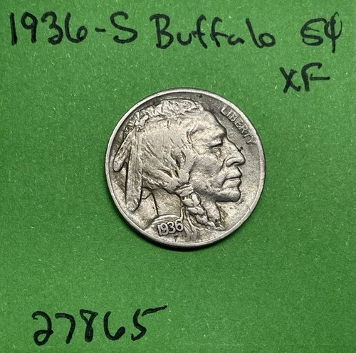 1936-S Buffalo 🦬 Indian Head Nickel 5c Xf Extra Fine