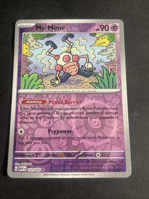 Mr. Mime 122/165 Rare 151 Pokemon Reverse Holo Near Mint