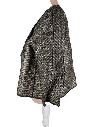 Lafayette 148 Wool Slub Silk Metallic Blazer Jacket Gold Black Size PL Corporate - Bild 4 von 11