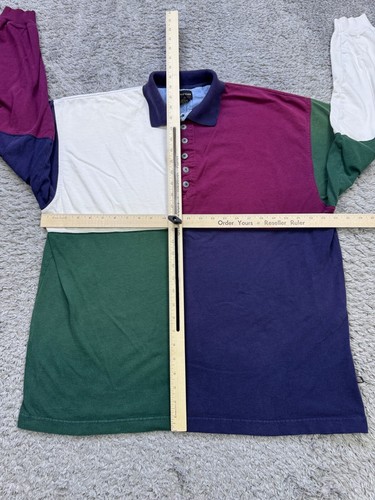 Vtg Structure Rugby Polo Shirt Men XL Heavyweight Colorblock Long Sleeve 90s Y2K - Imagen 4 de 8
