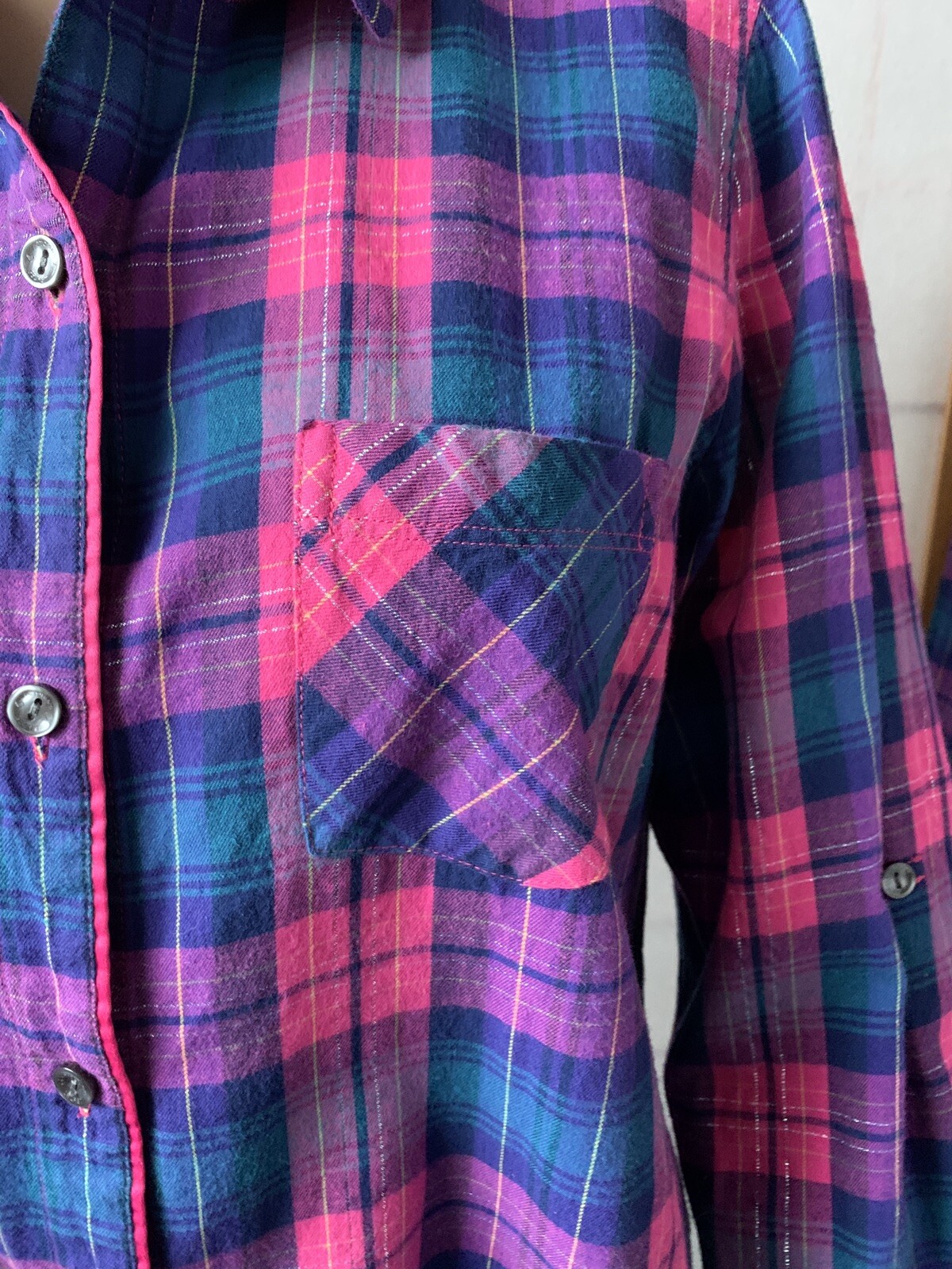 Victoria’s Secret Plaid Pajamas Set 2 Pcs Plaid with Silver