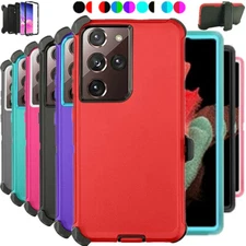 For Samsung Galaxy S21 S21+Ultra 5G Shockproof Defender Case Cover w/ Belt Clip