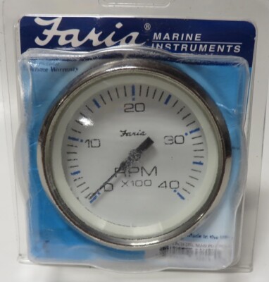 Faria Chesapeake #33818 White SS 4'' Tachometer - 4000 RPM (Diesel) Mag Pick-Up