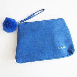 Lancome Paris Makeup Cosmetic Bag Case Blue With Pom Pom ...