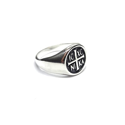 Genuine Sterling Silver Men Ring IC XC NI KA Jesus Christ Winner