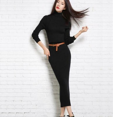 turtleneck maxi sweater dress