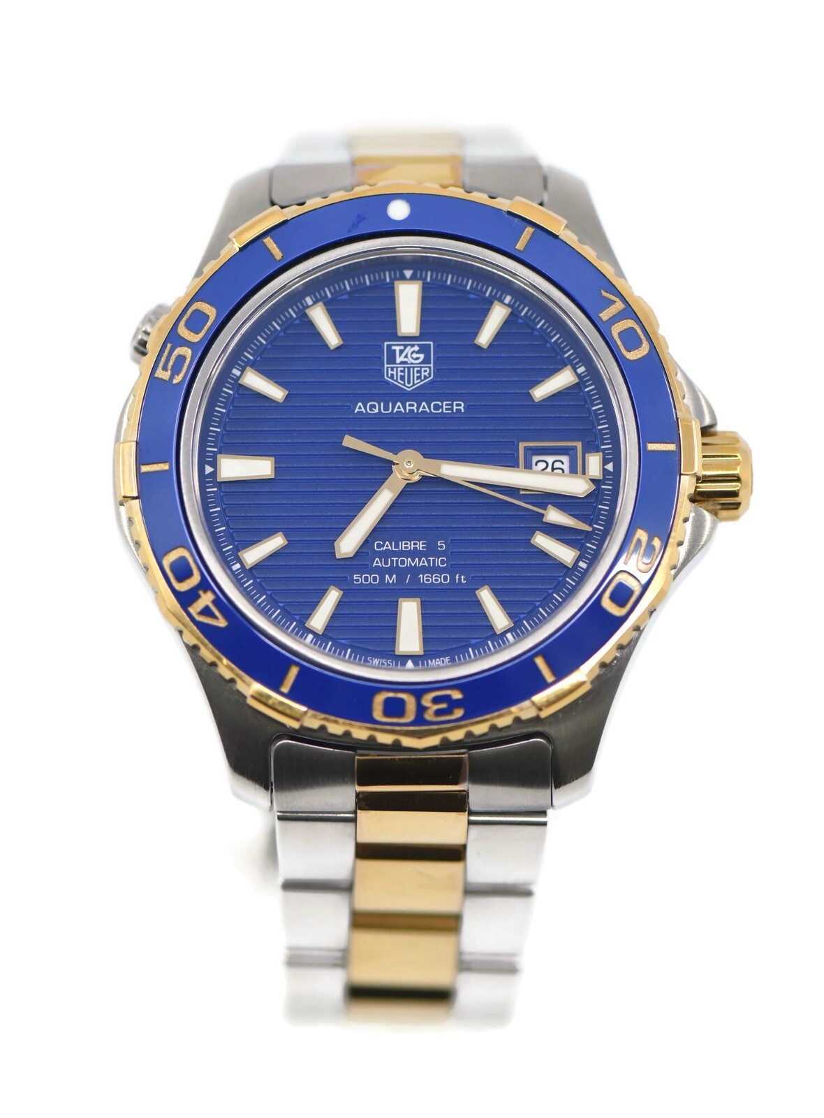 Tag Heuer Aquaracer 18K Gold Stainless Steel Mens Watch WAK2120