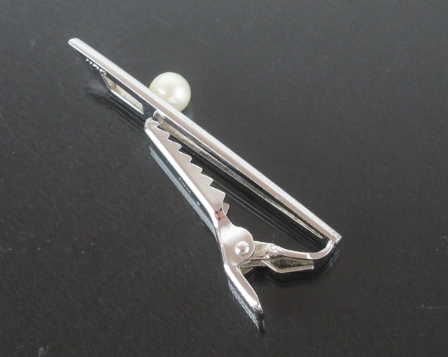 Authentic MIKIMOTO Genuine Akoya 6 mm Pearl Sterling Silver Tie Bar Clip Clasp eBay