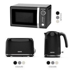GEEPAS Lyth 20L Digital Microwave Oven, Fluted 1.7L Kettle & 2 Slice Toaster Set