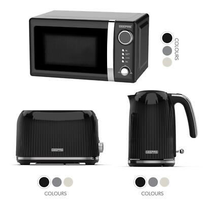 GEEPAS Lyth 20L Digitale Mikrowelle, Geriffelt 1,7L Wasserkocher & 2 Scheiben Toaster Set