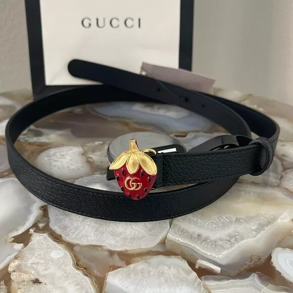 Ceinture GUCCI authentique neuve 1 noir rouge fraise GG LOGO 90 36