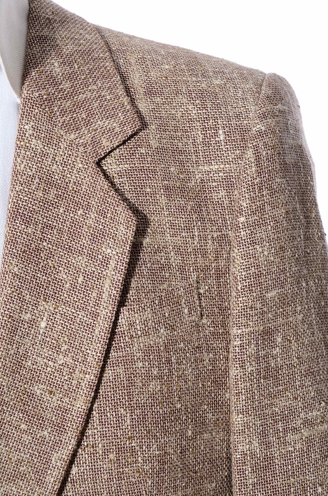 40R Vintage Brown Speckled Silk Linen 2Button Patch Pockets Sport Coat